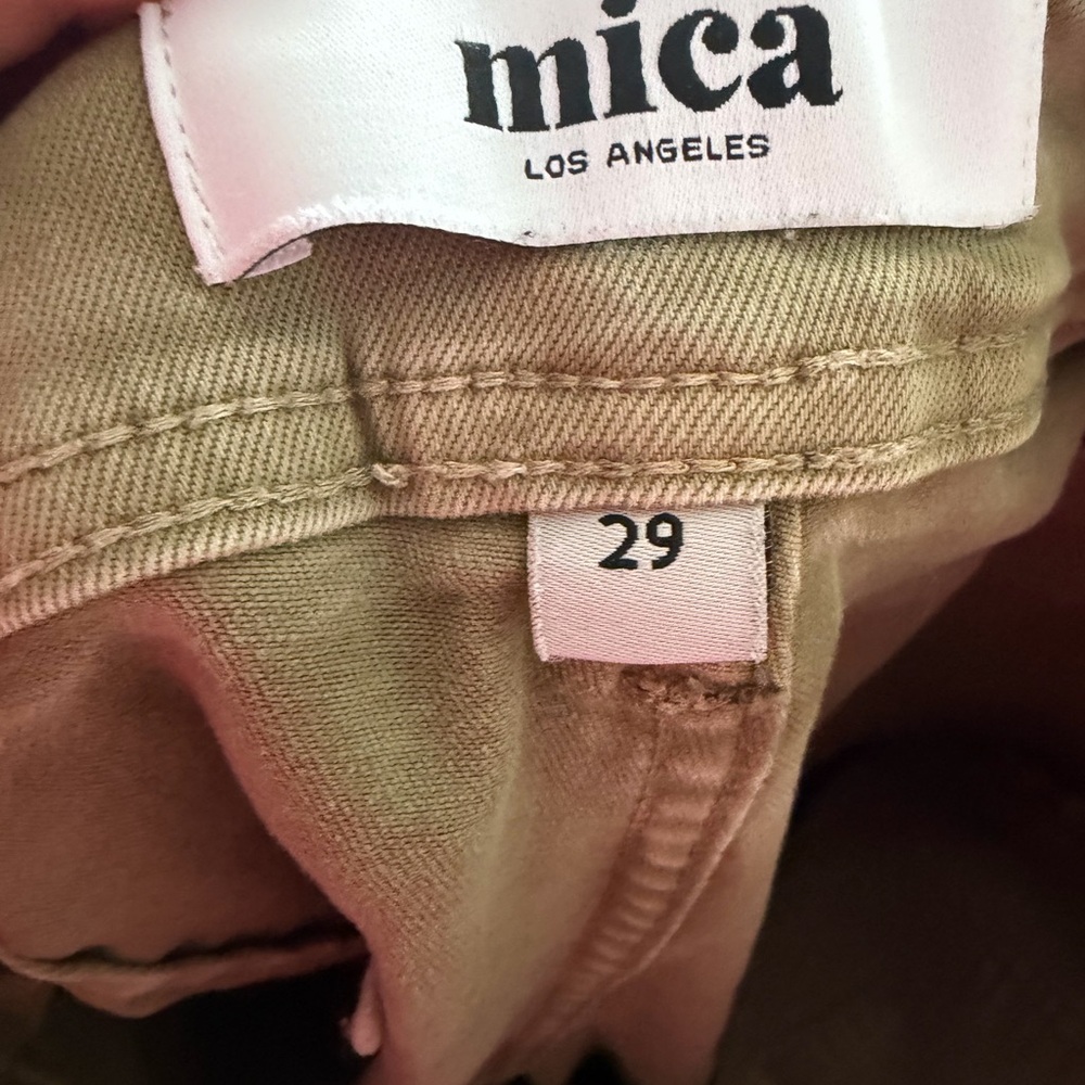 Mica Denim Olive Green Wide Leg Cropped Jeans Size 29 Raw Hem - Picture 5 of 6